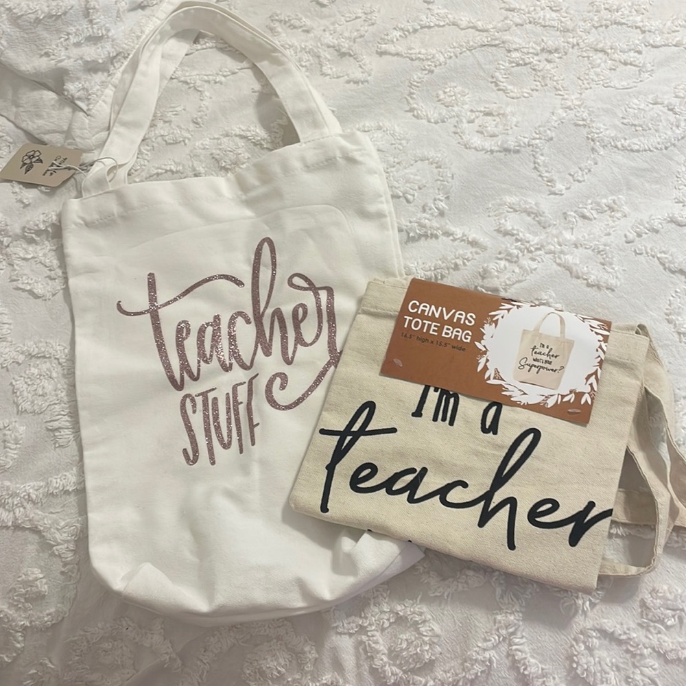 2 teacher tote bags